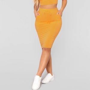 Fashion Nova Distressed Yellow Skirt